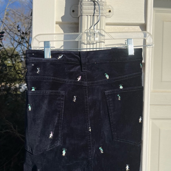 NWT Talbots Fun & Soft Navy Embroidered Penguins Velveteen Slimming Pants - Picture 4 of 6
